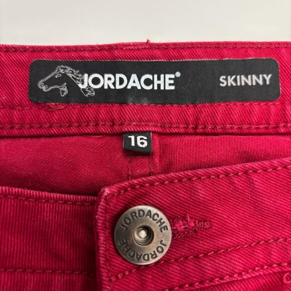 Jordache Skinny Womens size 16 Red Denim Jeans - Picture 2 of 4